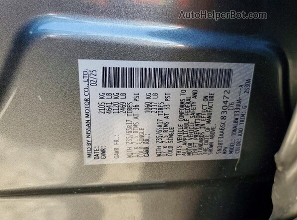 5N1BT3AA6SC830472 2025 NISSAN ROGUE Gray Widok naklejki z numerem VIN