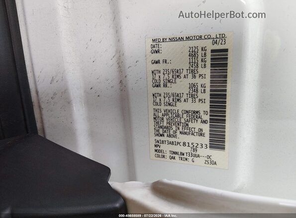 5N1BT3AB1PC815233 2023 NISSAN ROGUE White Engine compartment view