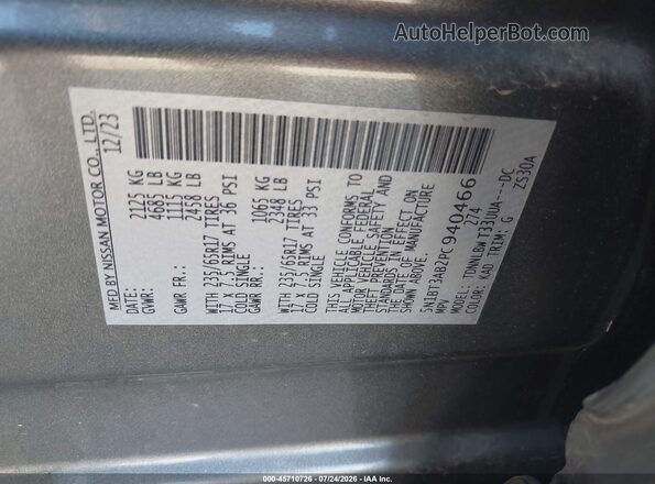 5N1BT3AB2PC940466 2023 NISSAN ROGUE Gray Շարժիչի բաժամունքի տեսք