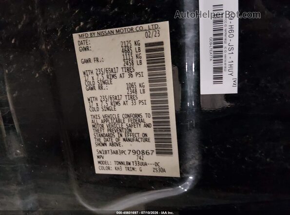5N1BT3AB3PC790867 2023 NISSAN ROGUE Black Շարժիչի բաժամունքի տեսք
