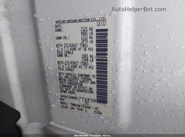 5N1BT3AB6PC771939 2023 NISSAN ROGUE White Vista del compartimento del motor