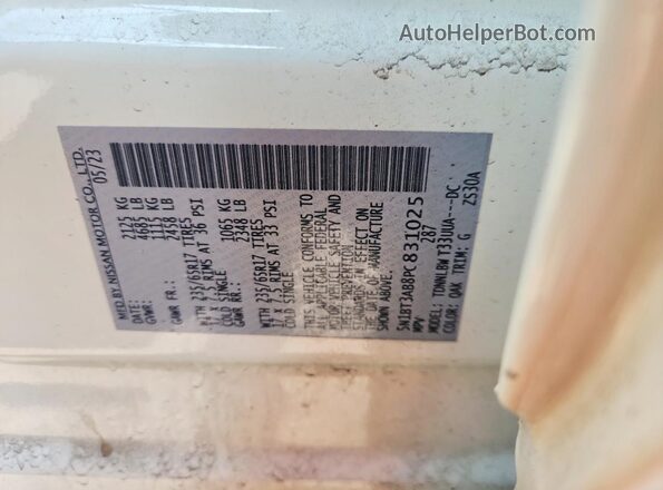 5N1BT3AB8PC831025 2023 NISSAN ROGUE White სალონის 360-გრადუსიანი ხედი
