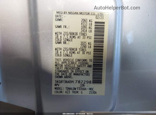 5N1BT3BA0PC787298 2023 NISSAN ROGUE Gray Vista del compartimento del motor