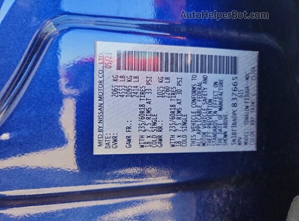 5N1BT3BA0PC837665 2023 NISSAN ROGUE Синий Вид наклейки с VIN-кодом