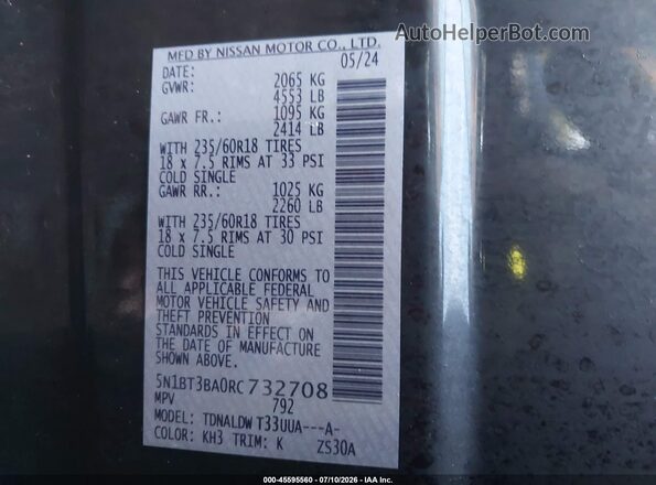 5N1BT3BA0RC732708 2024 NISSAN ROGUE Black ძრავის განყოფილების ხედი