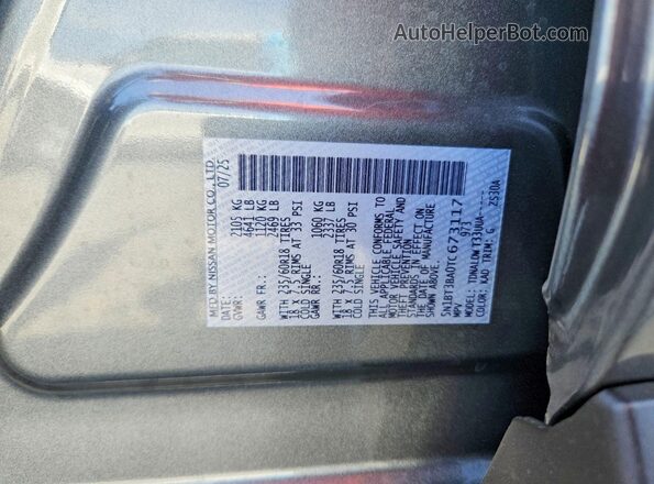 5N1BT3BA0TC673117 2026 NISSAN ROGUE Gray VIN կոդի պիտակի տեսք