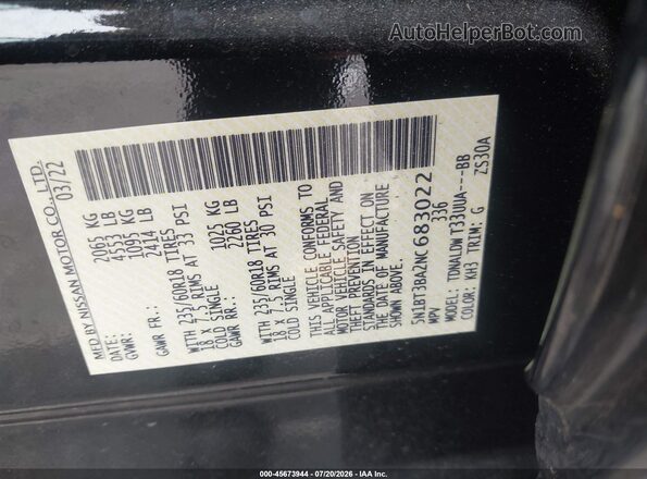 5N1BT3BA2NC683022 2022 NISSAN ROGUE Black Engine compartment view