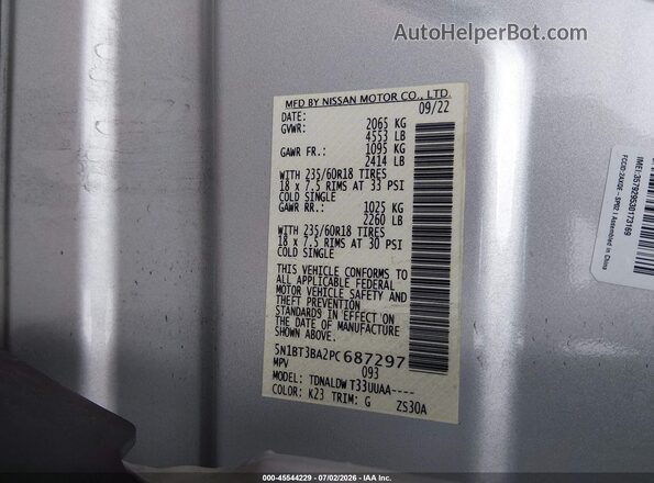 5N1BT3BA2PC687297 2023 NISSAN ROGUE Silver Շարժիչի բաժամունքի տեսք