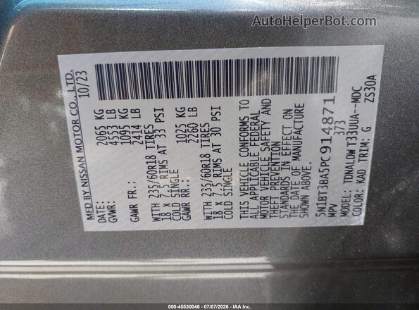 5N1BT3BA5PC914871 2023 NISSAN ROGUE Gray Շարժիչի բաժամունքի տեսք