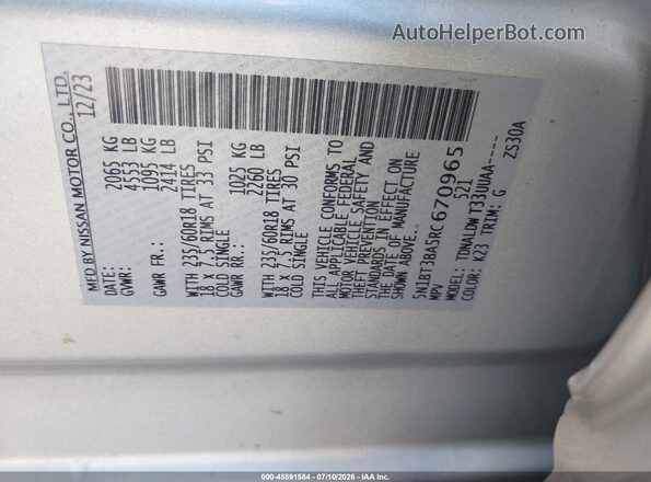 5N1BT3BA5RC670965 2024 NISSAN ROGUE Silver Vista del compartimento del motor