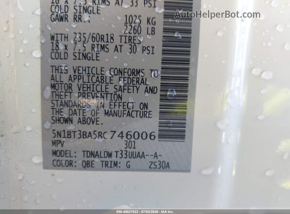 5N1BT3BA5RC746006 2024 NISSAN ROGUE White Widok komory silnika