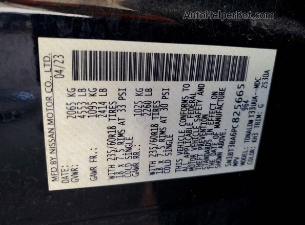 5N1BT3BA6PC825665 2023 NISSAN ROGUE Black VIN sticker view