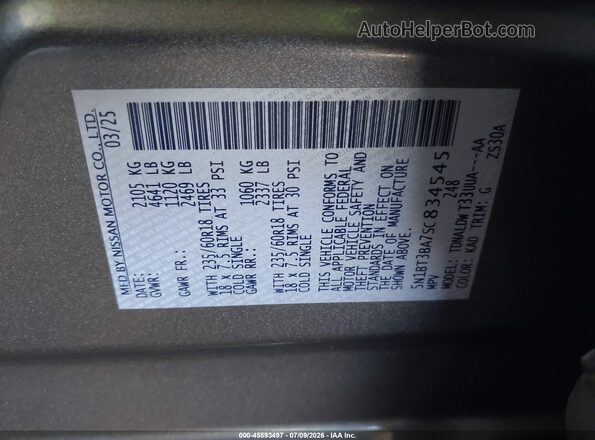 5N1BT3BA7SC834545 2025 NISSAN ROGUE Gray Engine compartment view