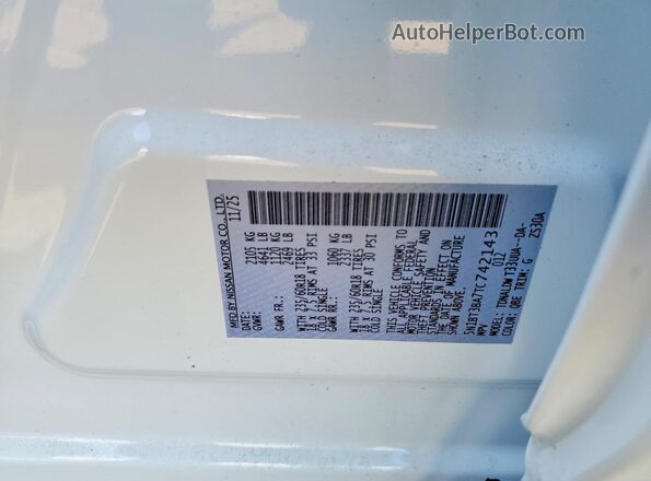 5N1BT3BA7TC742143 2026 NISSAN ROGUE White VIN sticker view