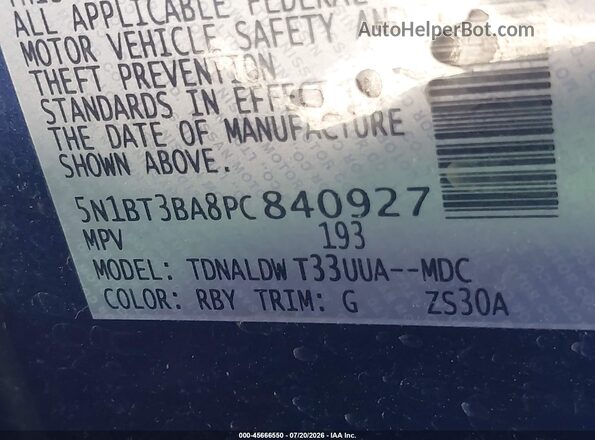 5N1BT3BA8PC840927 2023 NISSAN ROGUE Blue Շարժիչի բաժամունքի տեսք