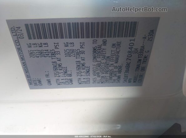 5N1BT3BA8RC708401 2024 NISSAN ROGUE White Вид підкапотного простору