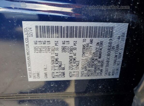 5N1BT3BA8SC808889 2025 NISSAN ROGUE Blue VIN sticker view