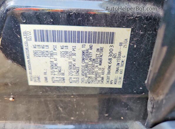 5N1BT3BA9NC683003 2022 NISSAN ROGUE Black სალონის 360-გრადუსიანი ხედი