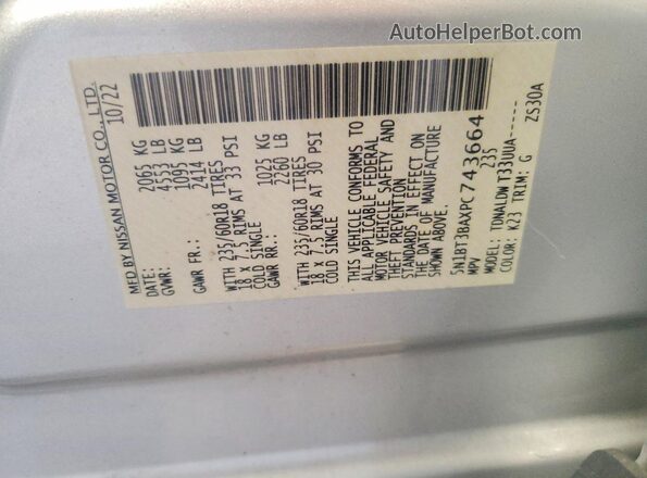 5N1BT3BAXPC743664 2023 NISSAN ROGUE Silver VIN կոդի պիտակի տեսք