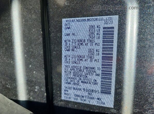 5N1BT3BAXPC910895 2023 NISSAN ROGUE Gray VIN კოდის სტიკერის ხედი