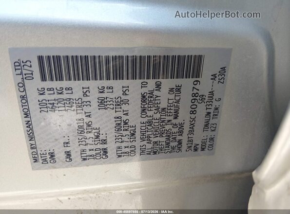 5N1BT3BAXSC809879 2025 NISSAN ROGUE Silver Engine compartment view