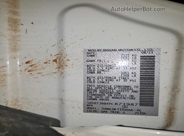 5N1BT3BB4PC871987 2023 NISSAN ROGUE White Սալոնի 360 աստիճան տեսք