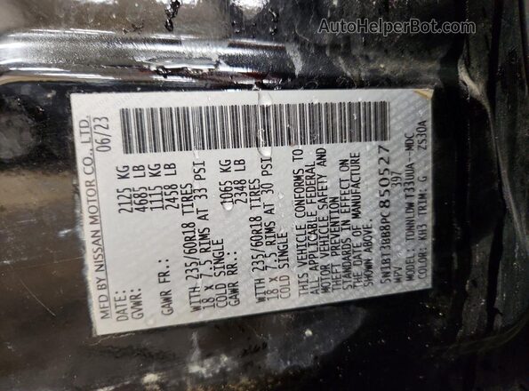 5N1BT3BB8PC850527 2023 NISSAN ROGUE Black Vista de la etiqueta del VIN
