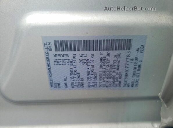 5N1BT3BBXSC777783 2025 NISSAN ROGUE Silver Vista de la etiqueta del VIN