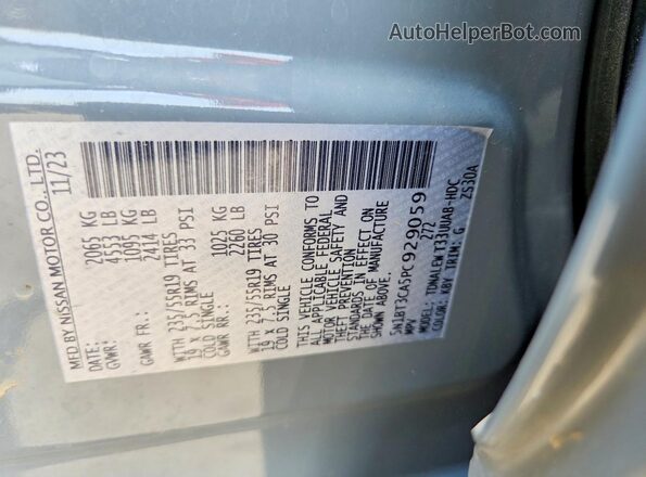 5N1BT3CA5PC929059 2023 NISSAN ROGUE Blue Вид наклейки з VIN-кодом