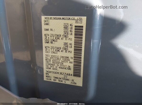 5N1BT3CB2PC827484 2023 NISSAN ROGUE Gray Вид підкапотного простору