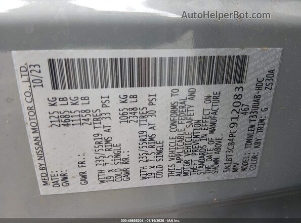5N1BT3CB4PC912083 2023 NISSAN ROGUE Gray Widok komory silnika
