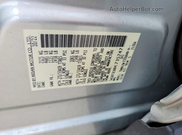 5N1BT3CB8PC735747 2023 NISSAN ROGUE Silver VIN კოდის სტიკერის ხედი