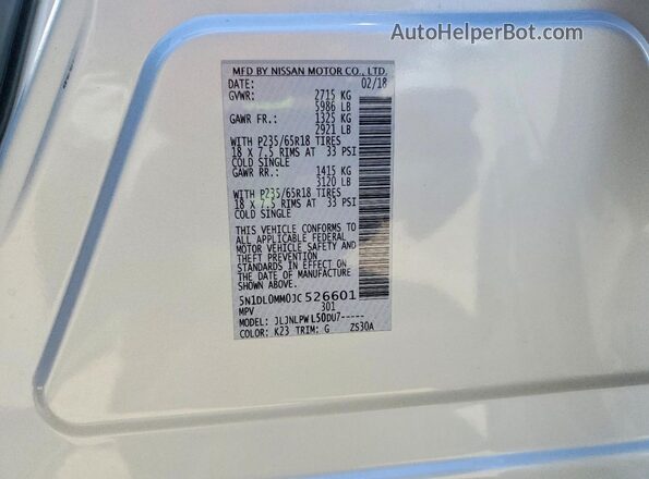 5N1DL0MM0JC526601 2018 INFINITI QX60 Silver Вид підкапотного простору