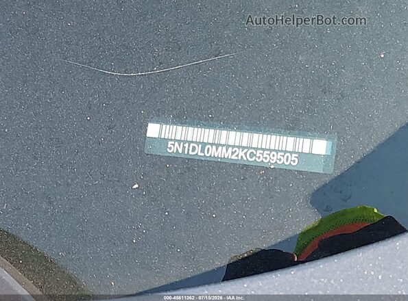 5N1DL0MM2KC559505 2019 INFINITI QX60 Gray 