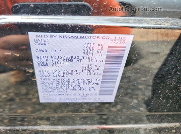 5N1DL0MM5HC511635 2017 INFINITI QX60 Black სალონის 360-გრადუსიანი ხედი