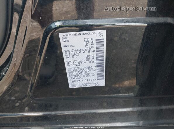 5N1DL0MMXHC513557 2017 INFINITI QX60 Black Շարժիչի բաժամունքի տեսք