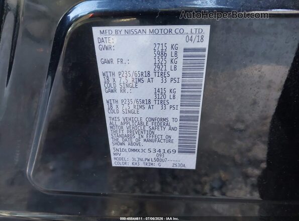 5N1DL0MMXJC534169 2018 INFINITI QX60 Black Vista del compartimento del motor