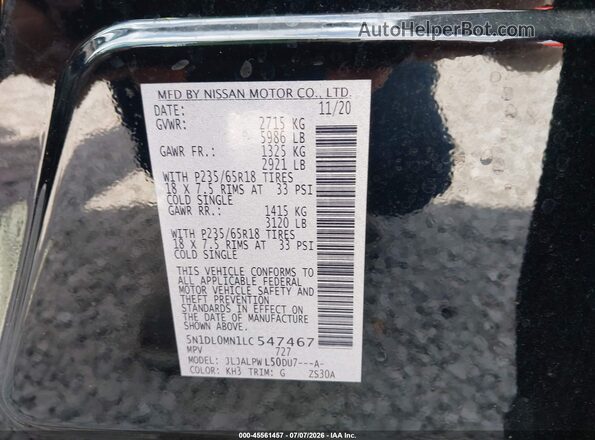 5N1DL0MN1LC547467 2020 INFINITI QX60 Black Widok komory silnika