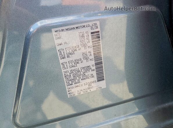 5N1DL0MN2JC521005 2018 INFINITI QX60 Blue Vista interior de 360 grados