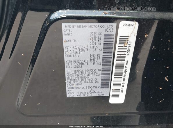5N1DL0MN4JC530787 2018 INFINITI QX60 Black Շարժիչի բաժամունքի տեսք