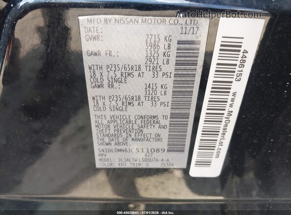 5N1DL0MN6JC511089 2018 INFINITI QX60 Black Շարժիչի բաժամունքի տեսք