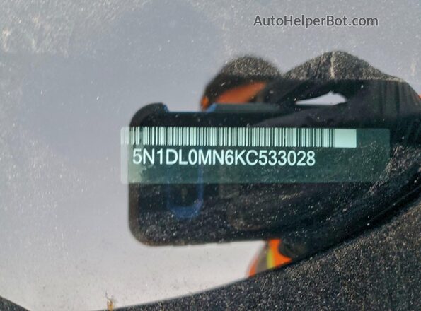 5N1DL0MN6KC533028 2019 INFINITI QX60 Black VIN კოდის სტიკერის ხედი