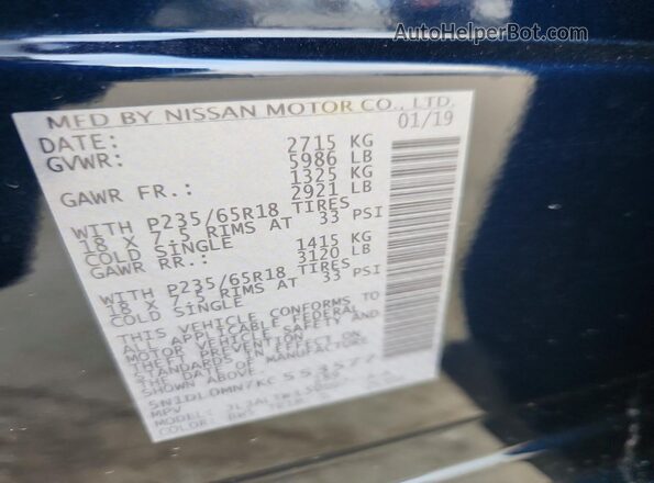 5N1DL0MN7KC553577 2019 INFINITI QX60 Blue VIN կոդի պիտակի տեսք