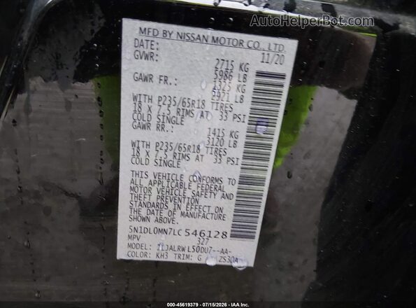 5N1DL0MN7LC546128 2020 INFINITI QX60 Black Engine compartment view