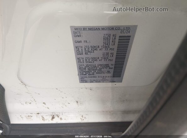 5N1DL1ER9RC358940 2024 INFINITI QX60 Белый Вид подкапотного пространства