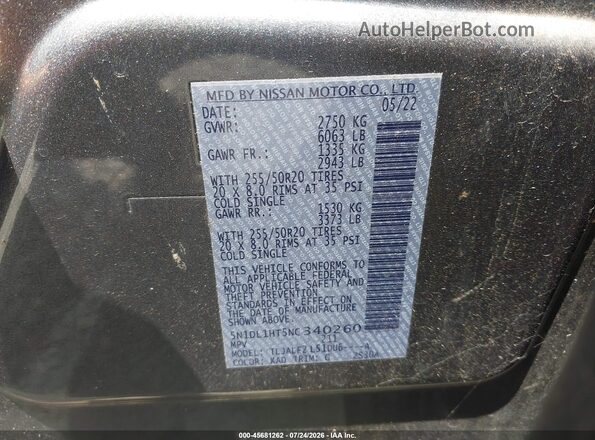 5N1DL1HT5NC340260 2022 INFINITI QX60 Gray Widok komory silnika