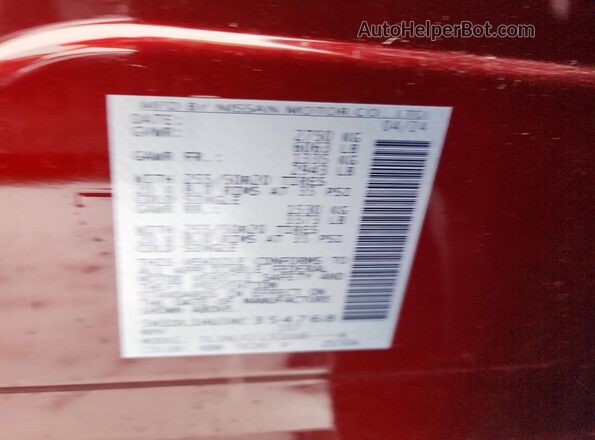5N1DL1HU3RC354768 2024 INFINITI QX60 Brown VIN sticker view