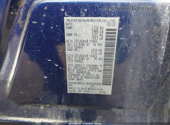5N1DR2BN3LC606080 2020 NISSAN PATHFINDER Blue Widok komory silnika