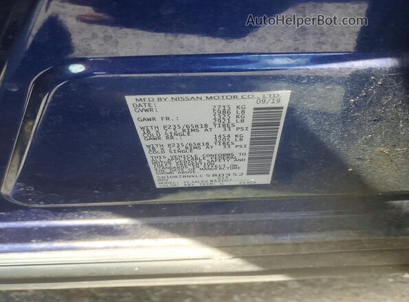 5N1DR2BNXLC580352 2020 NISSAN PATHFINDER Blue VIN sticker view