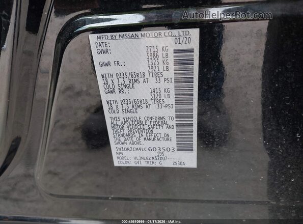 5N1DR2CM4LC603503 2020 NISSAN PATHFINDER Black Vista del compartimento del motor